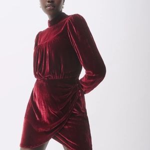 Reformation Evora Velvet Dress Chianti Size 12